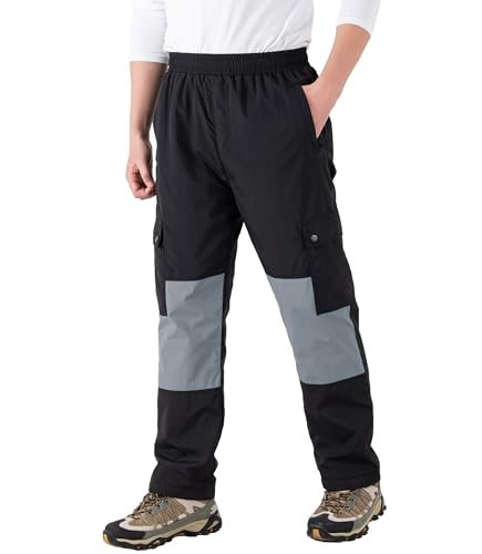 Boys Waterproof Fleece Pants Kids Cargo Hiking Winter Snow Ski Pant Trousers with Zipper Pockets - Image 5