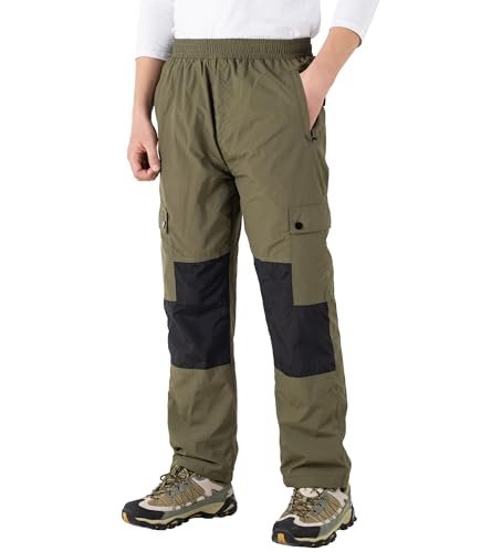 Boys Waterproof Fleece Pants Kids Cargo Hiking Winter Snow Ski Pant Trousers with Zipper Pockets - Image 4