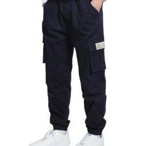 TLAENSON Boys Cargo Joggers Pants Elastic Waist Casual Jogging Trousers Bottom for Kids 6-16 Years