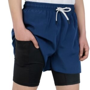 TLAENSON Boys Running Shorts with Liner Kids 2 in 1 Quick Dry Workout Athletic Shorts with Pockets