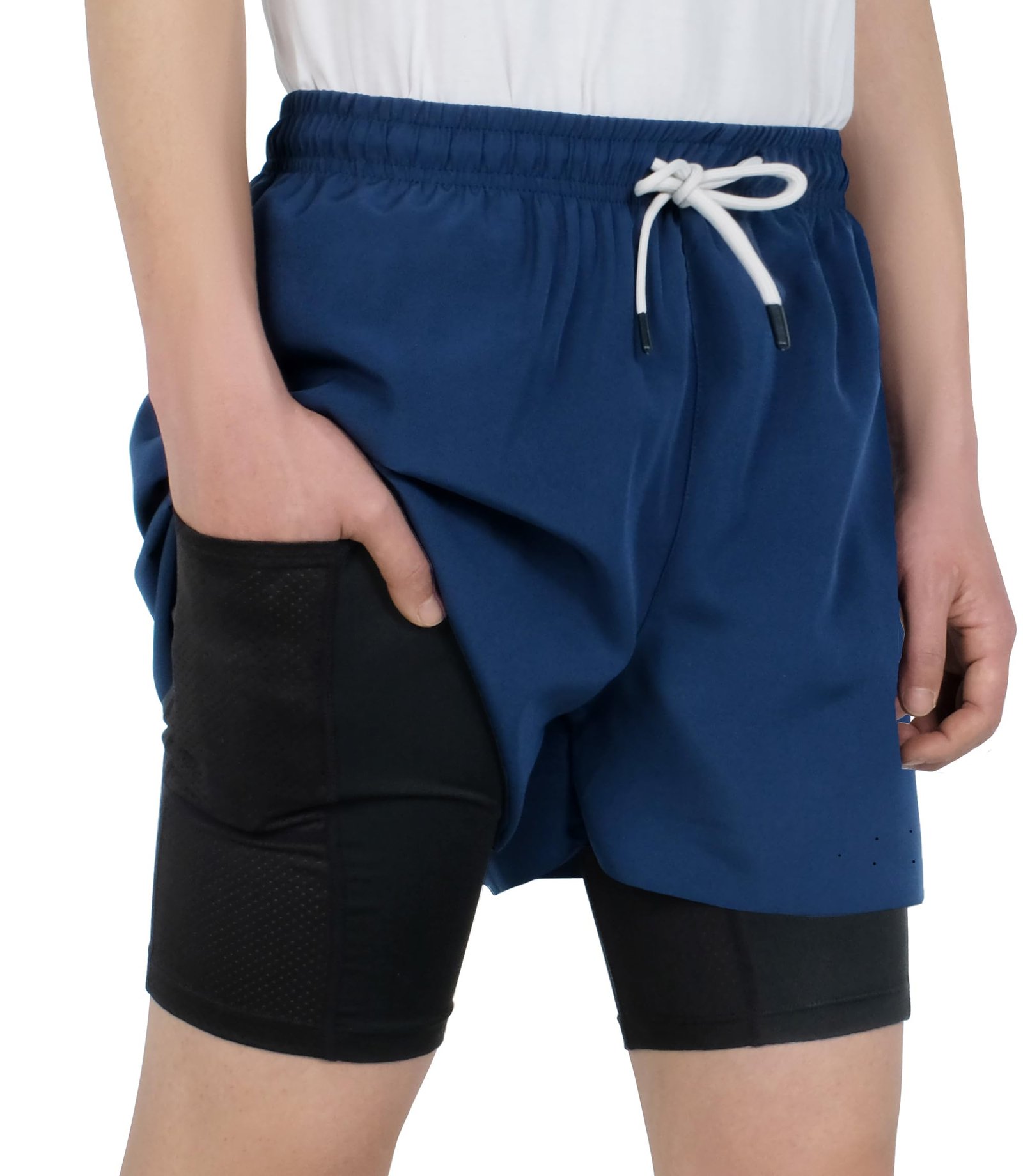 TLAENSON Boys Running Shorts with Liner Kids 2 in 1 Quick Dry Workout Athletic Shorts with Pockets