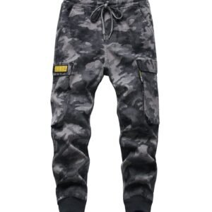 TLAENSON Boys Joggers Cargo Pants for Kids Drawstring Elastic Waist Cotton Twill Jogging School Pant