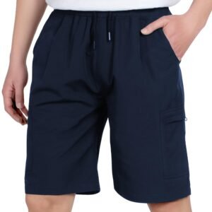 TLAENSON Boys Lightweight Cargo Shorts Youth Drawstring Quick Dry Shorts Kids Hiking Short with Zipper Pockets