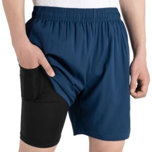 TLAENSON Boys Athletic Shorts with Compression Liner, Kids 2 in 1 Quick Dry Basketball Running Shorts with Pockets