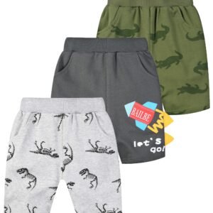TLAENSON Toddler Boys Summer Cotton Shorts with Pocket, Baby Pull-On Casual Active Jogger Shorts 2-Pack /3-Pack